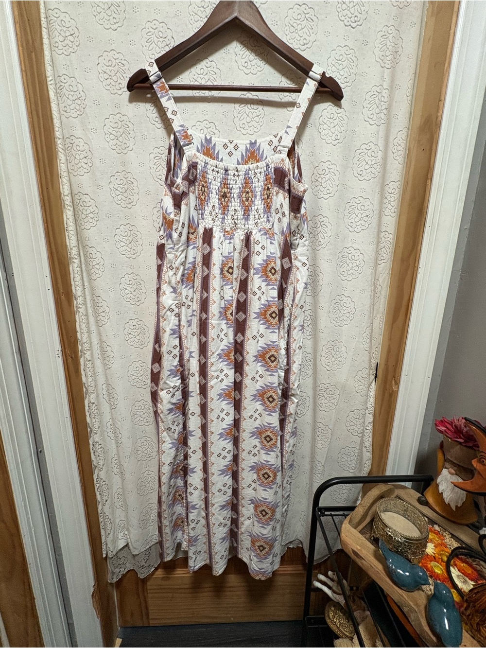 Sonoma Aztec Print Cotton Maxi Dress Boho Sleeveless Size Large - Picture 4 of 4